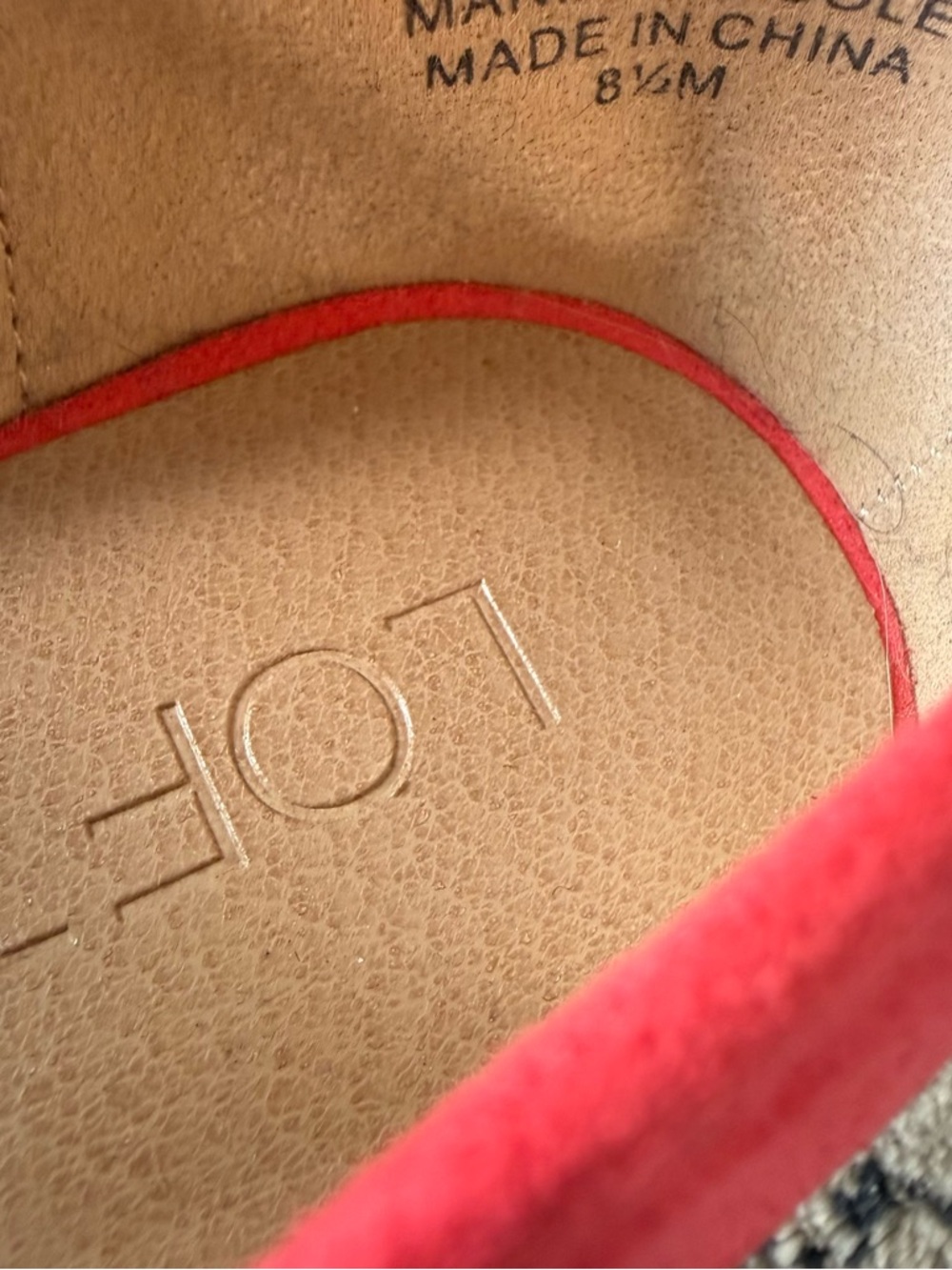 LOFT Red Suede Penny Loafers 8.5M | Chic Pop Color Flat - Picture 6 of 6